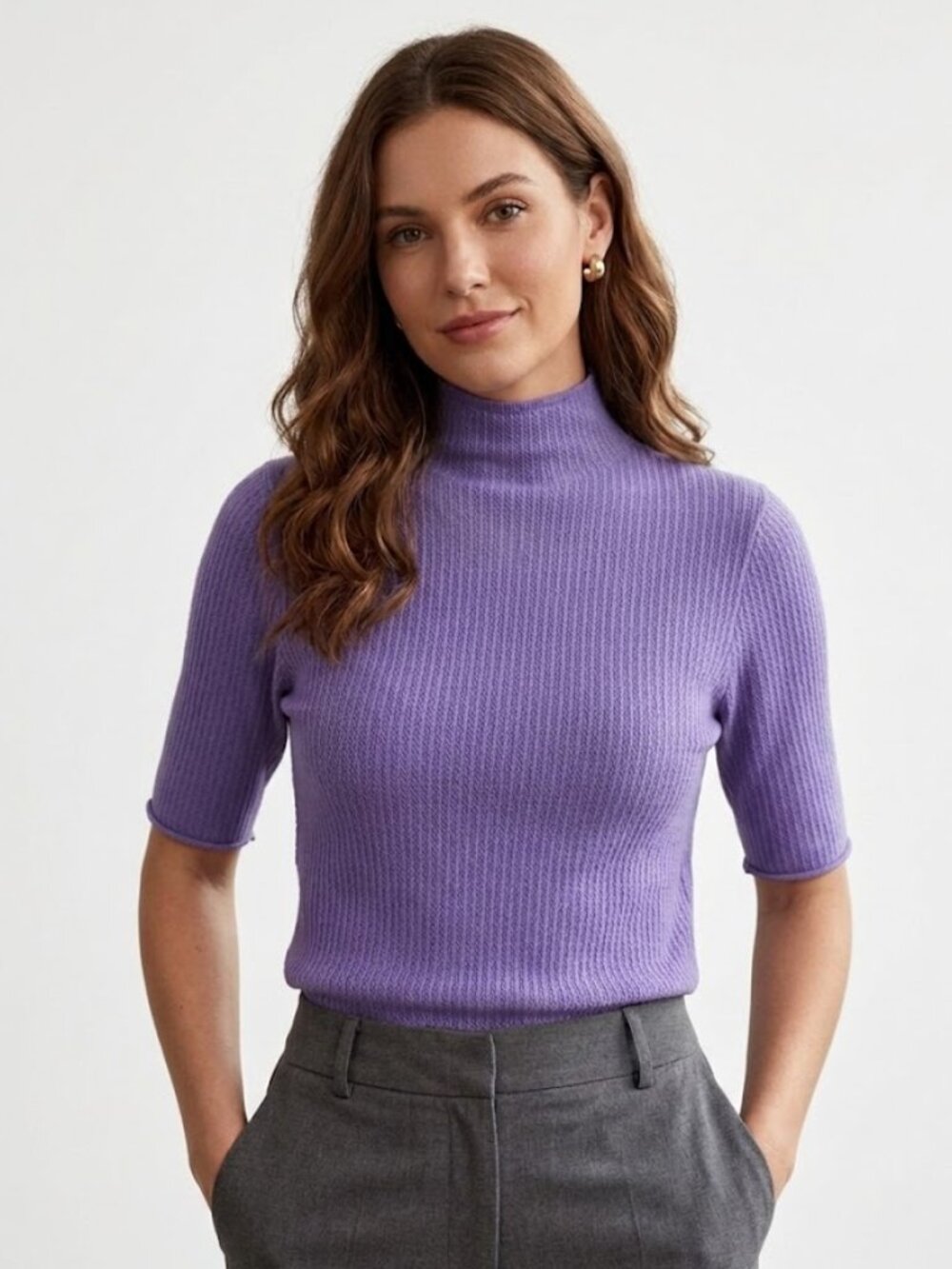 SAMSØE SAMSØE Short Sleeve Mock Neck Knit Top - Size S